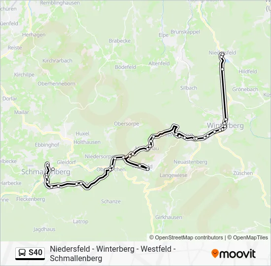 Автобус S40: карта маршрута
