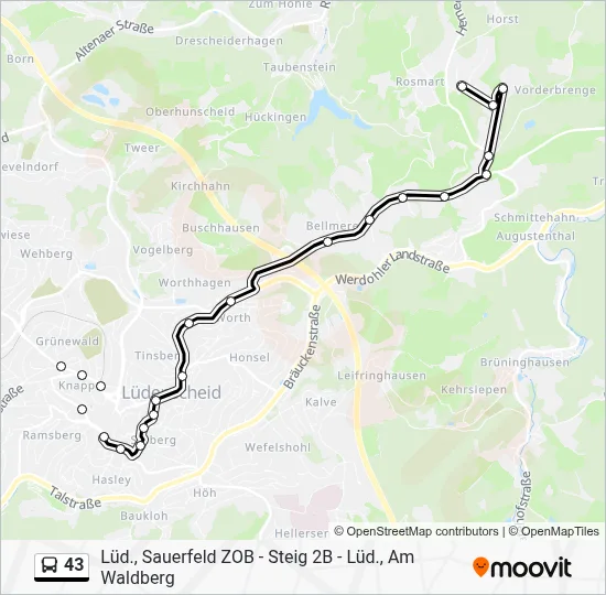 43 Bus Line Map