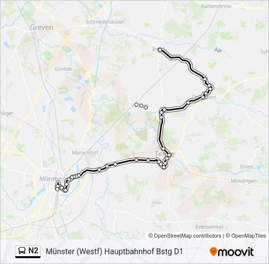 N2 Bus Line Map