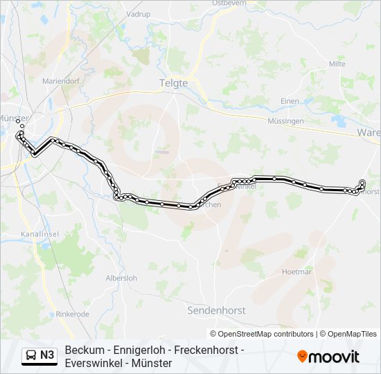 Автобус N3: карта маршрута