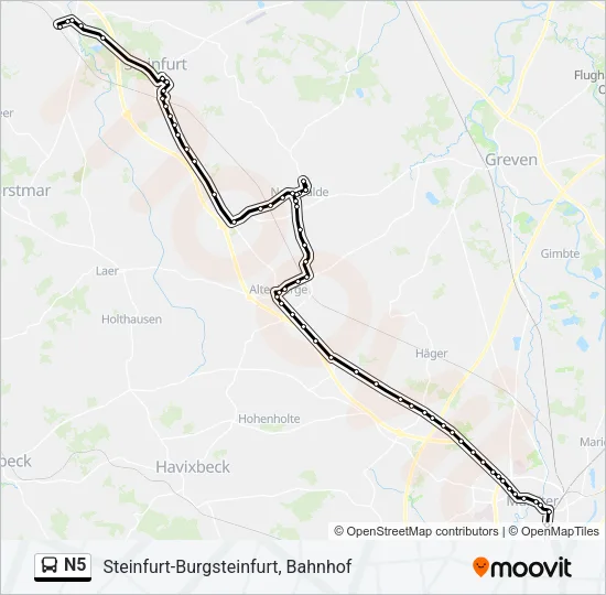 N5 Bus Line Map