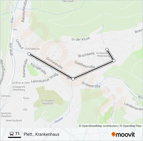 71 Bus Line Map