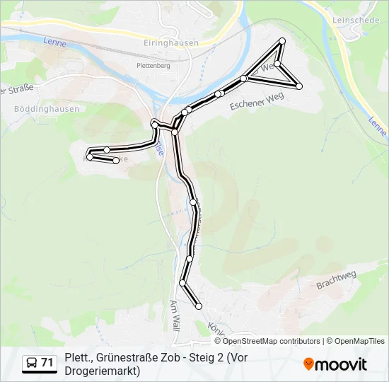 71 Bus Line Map