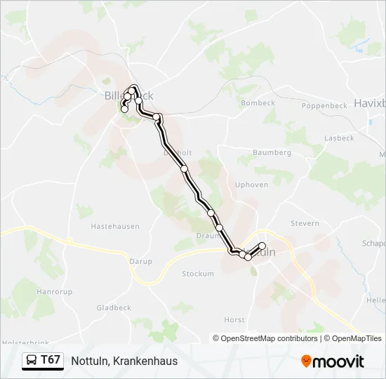 T67 Bus Line Map