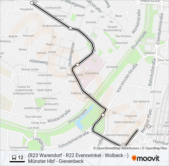 12 Route: Fahrpläne, Haltestellen & Karten - Münster Domplatz ...