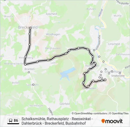 Автобус 86: карта маршрута