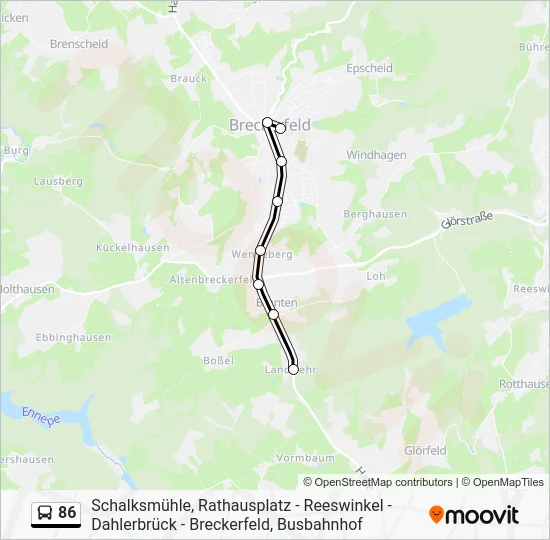 Автобус 86: карта маршрута