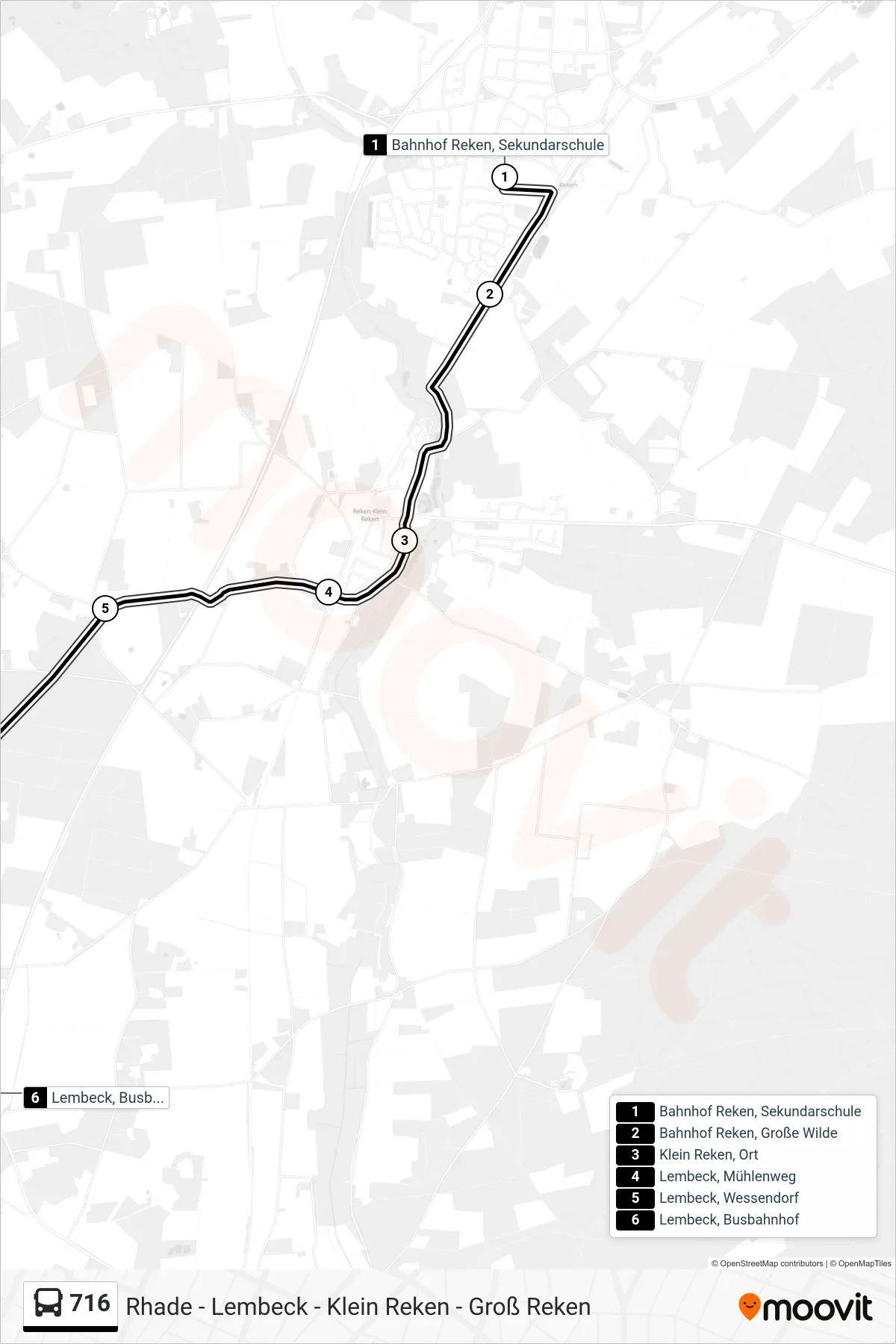716 bus Line (Lembeck, Busbahnhof) route and stops on a map