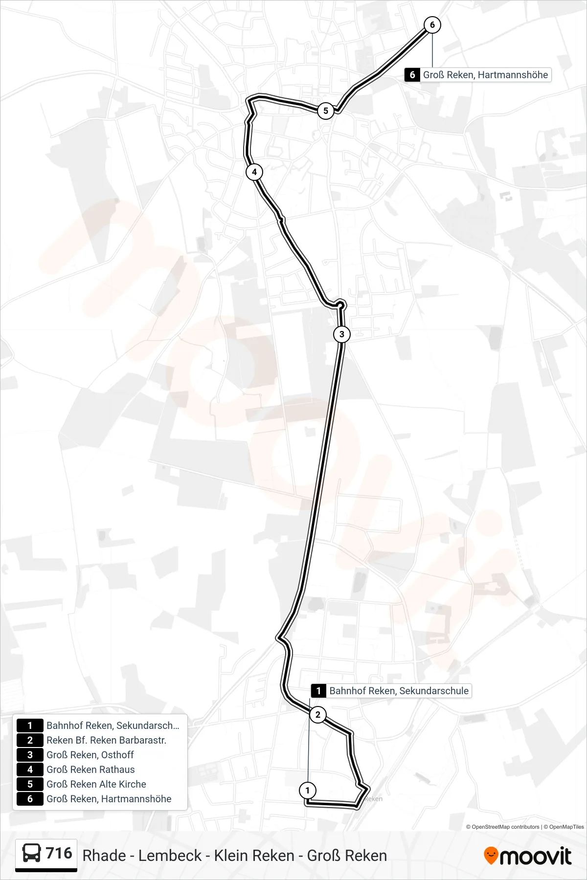 716 bus Line (Groß Reken, Hartmannshöhe) route and stops on a map