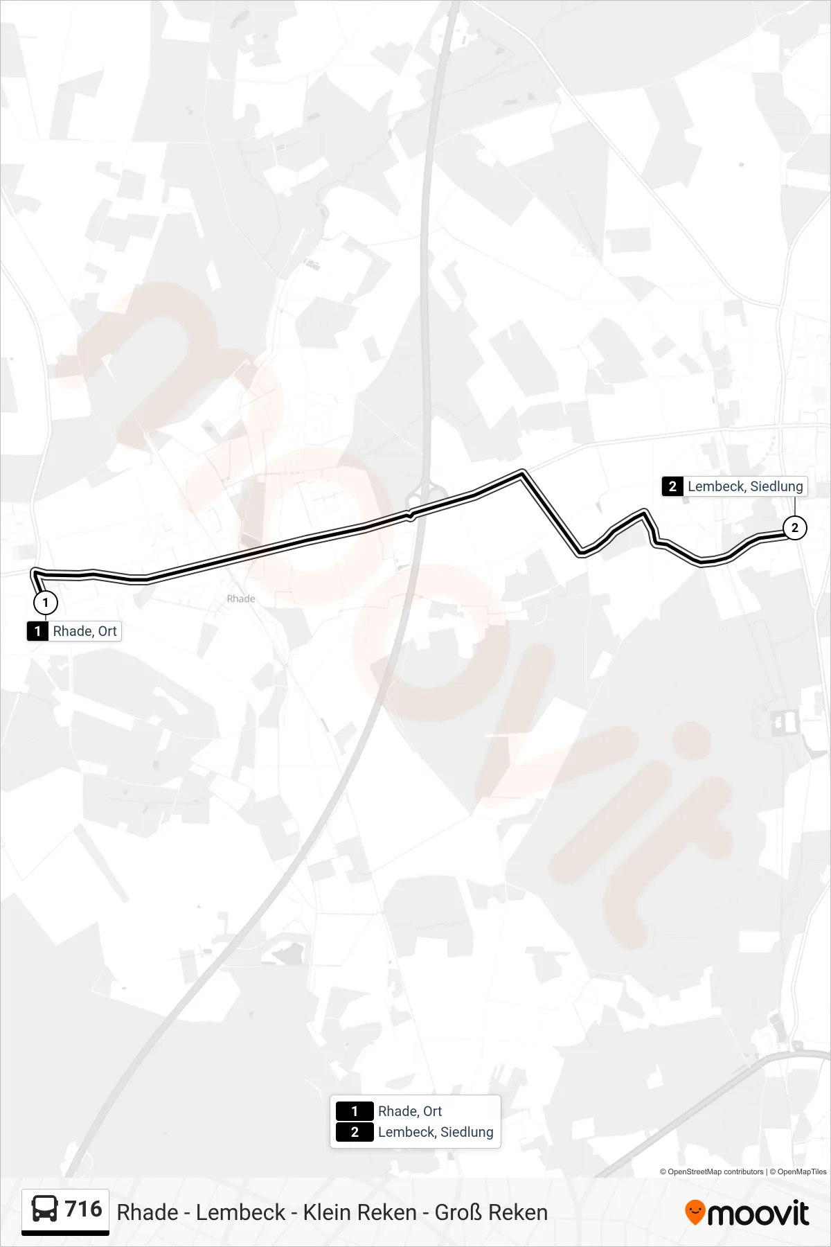716 bus Line (Lembeck, Siedlung) route and stops on a map