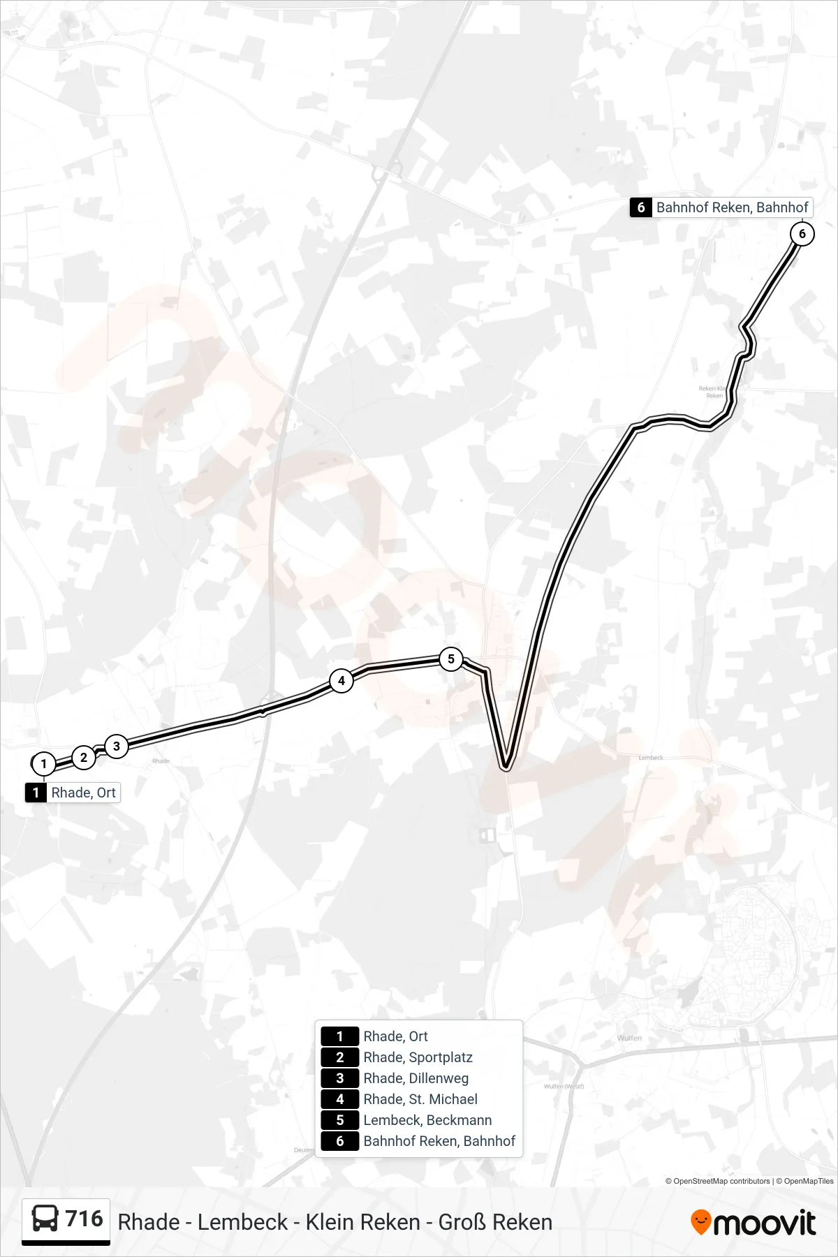 716 bus Line (Bahnhof Reken, Bahnhof) route and stops on a map