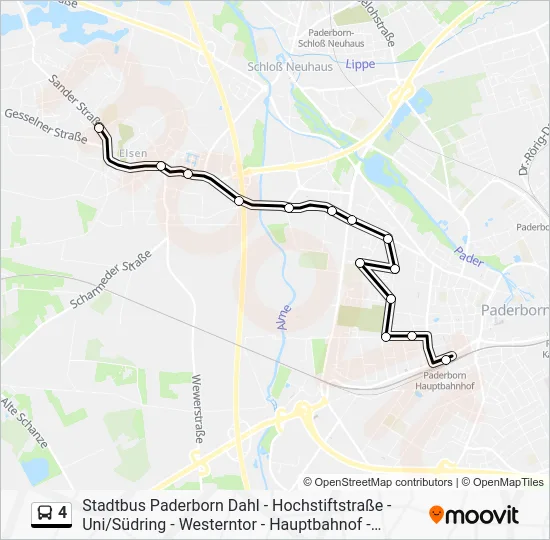 Автобус 4: карта маршрута