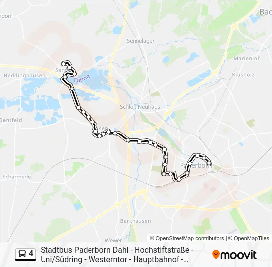Автобус 4: карта маршрута