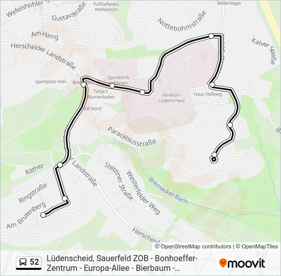 Автобус 52: карта маршрута