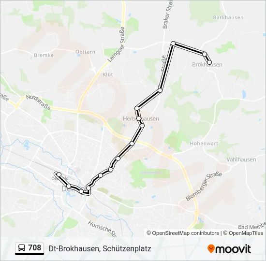 708 Bus Line Map