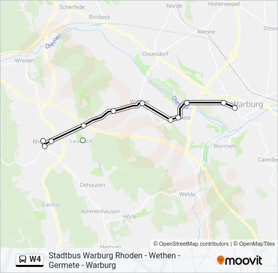 W4 Bus Line Map