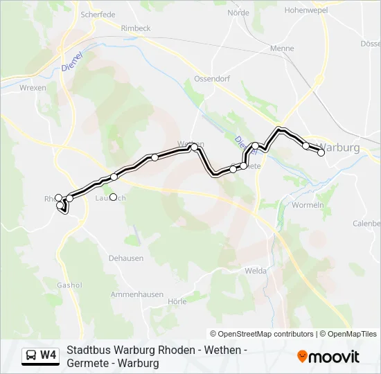 W4 Bus Line Map