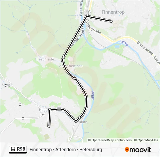 Автобус R98: карта маршрута