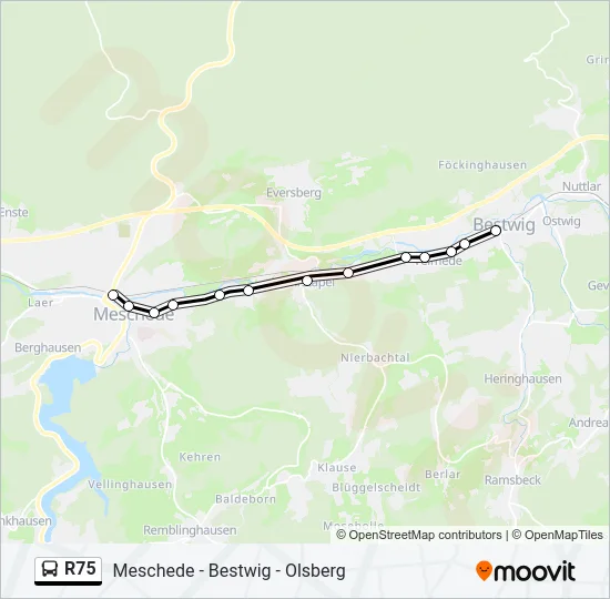R75 Bus Line Map
