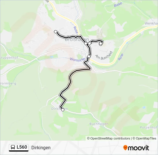 Автобус L560: карта маршрута