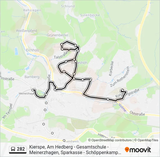 Автобус 282: карта маршрута