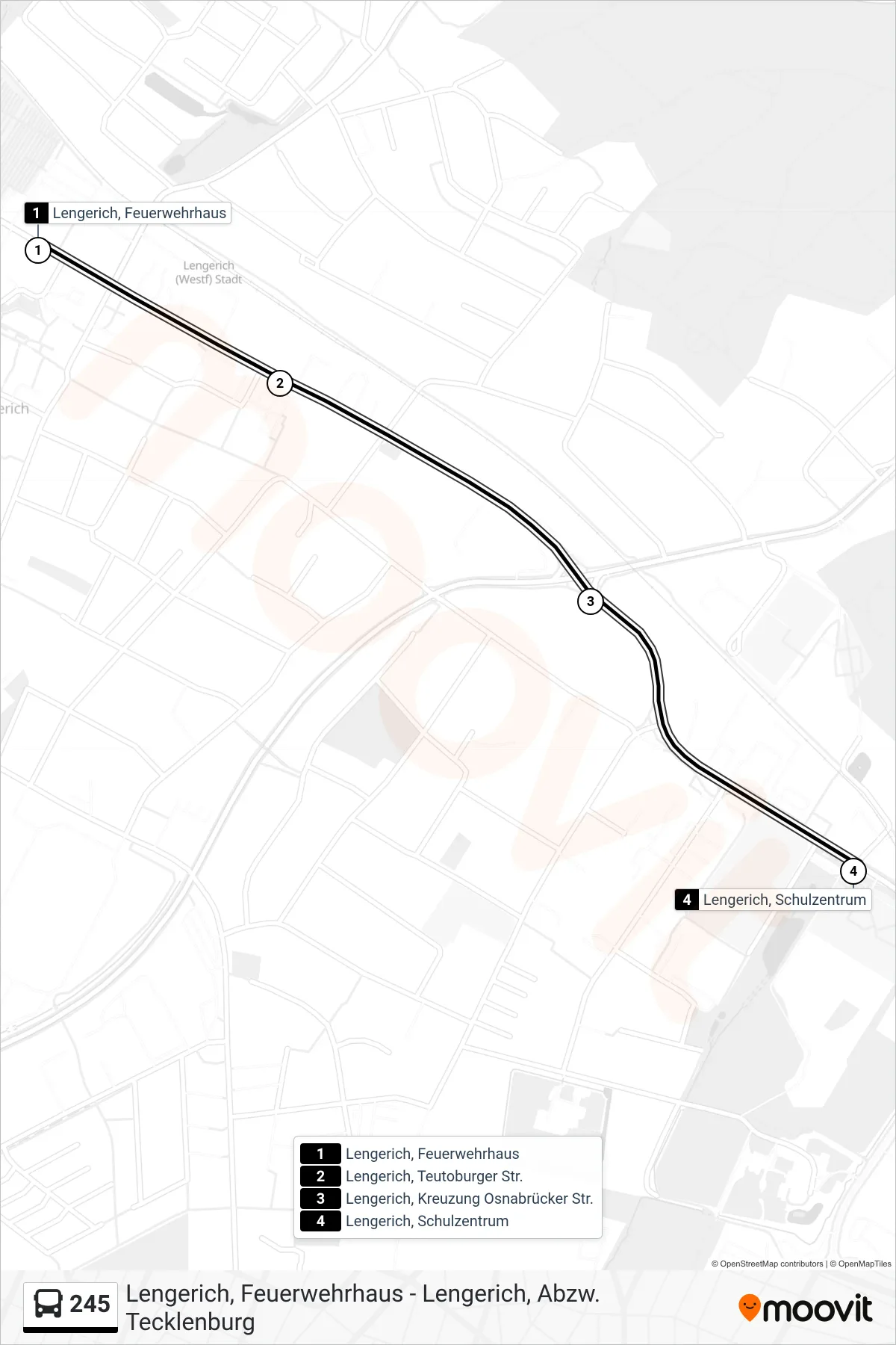245 bus Line (Lengerich, Schulzentrum) route and stops on a map