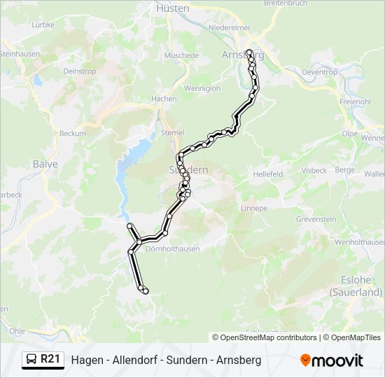 Buslinie R21 Karte