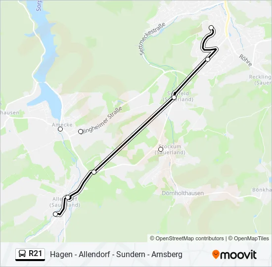 R21 Bus Line Map