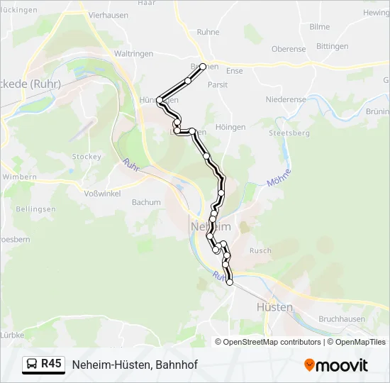R45 Bus Line Map