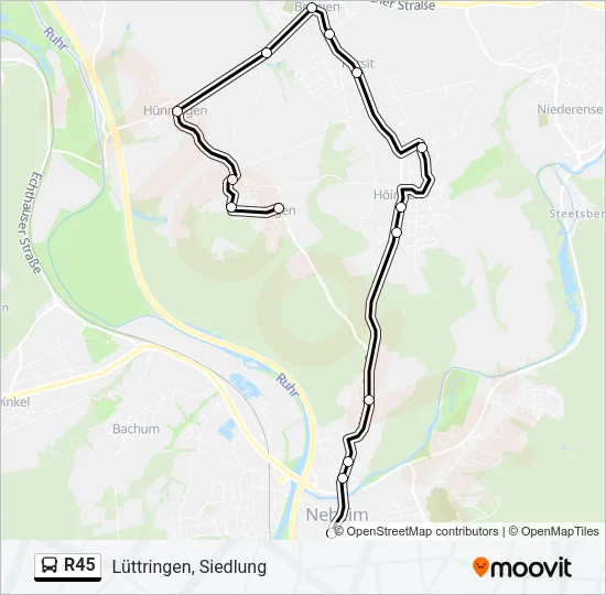 R45 Bus Line Map