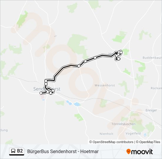 Автобус B2: карта маршрута