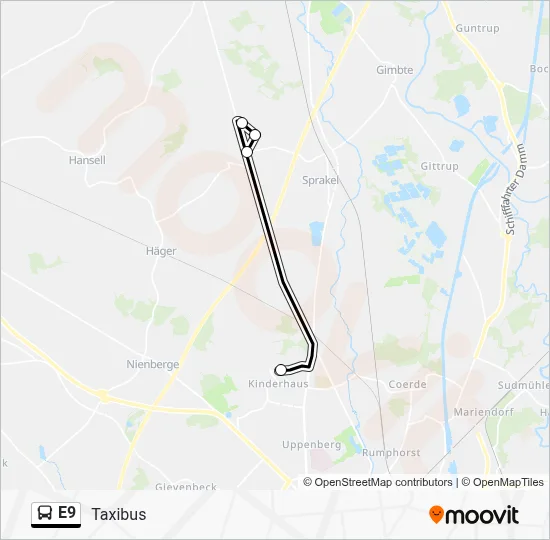 E9 Bus Line Map