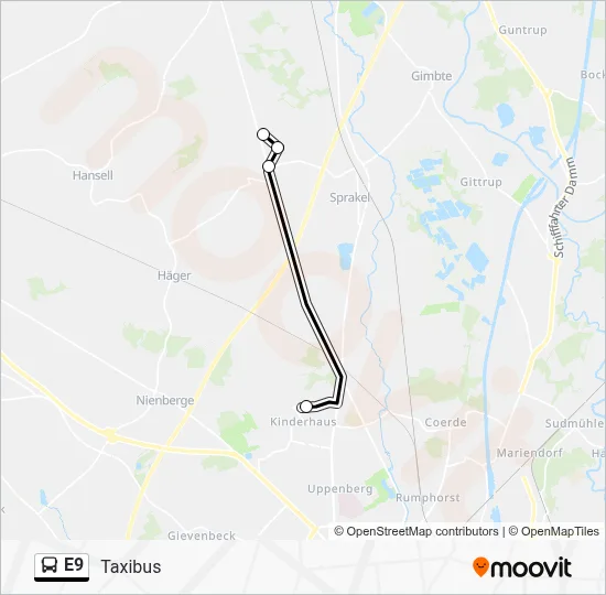 E9 Bus Line Map
