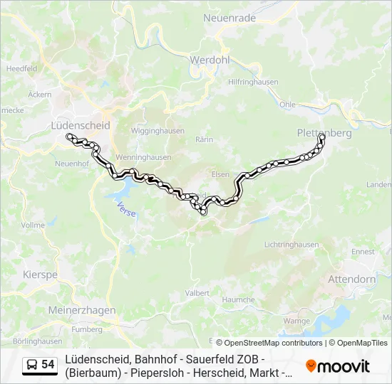 Автобус 54: карта маршрута