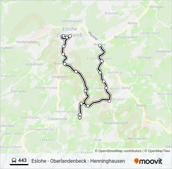 443 Bus Line Map
