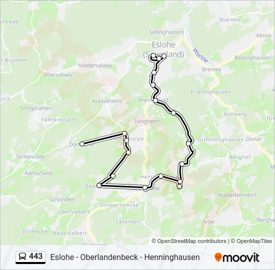 443 Bus Line Map