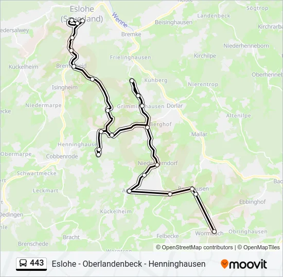 443 Bus Line Map