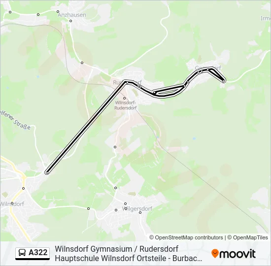 A322 Bus Line Map