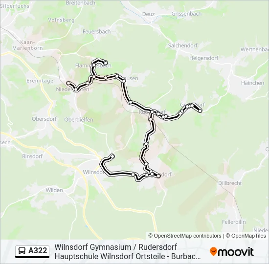 A322 Bus Line Map
