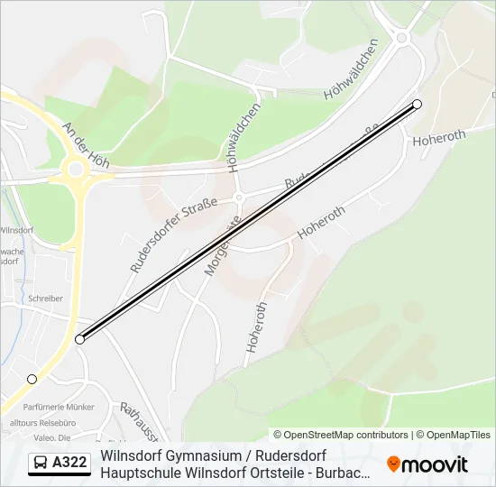 A322 Bus Line Map