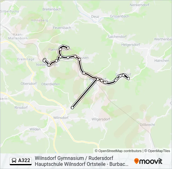 A322 Bus Line Map