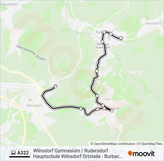 A322 Bus Line Map