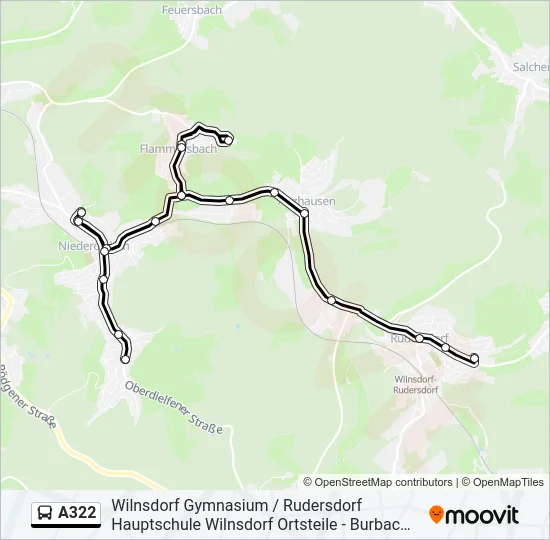 A322 Bus Line Map