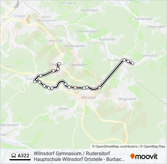 A322 Bus Line Map