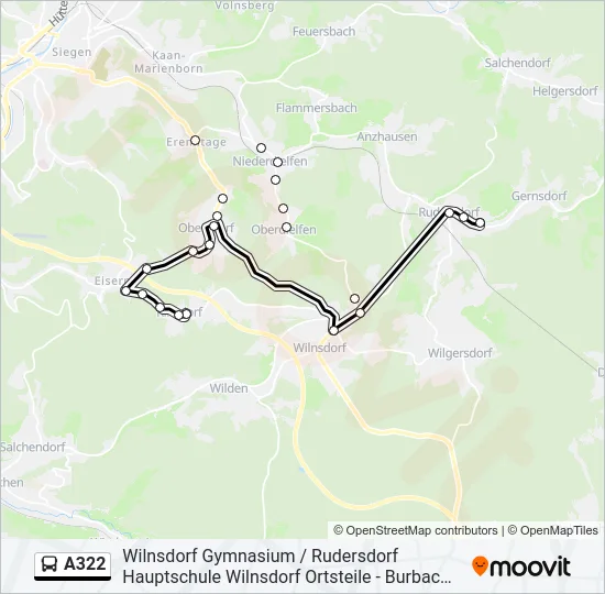 A322 Bus Line Map