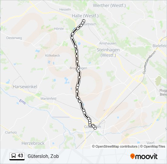43 Route Schedules, Stops & Maps Gütersloh, Zob (Updated)