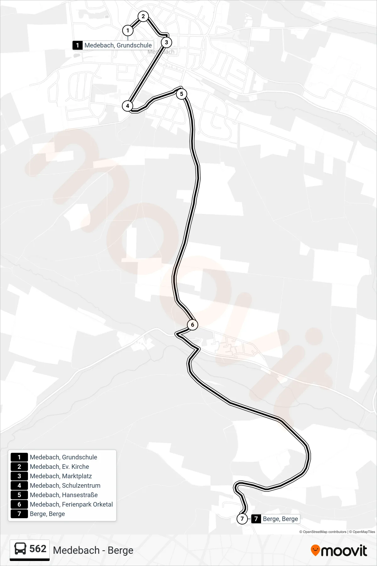 562 bus Line (Berge, Berge) route and stops on a map