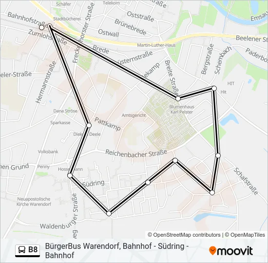 B8 Bus Line Map