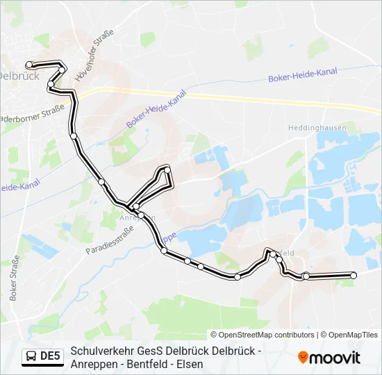 DE5 Bus Line Map
