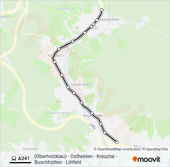 A341 Bus Line Map
